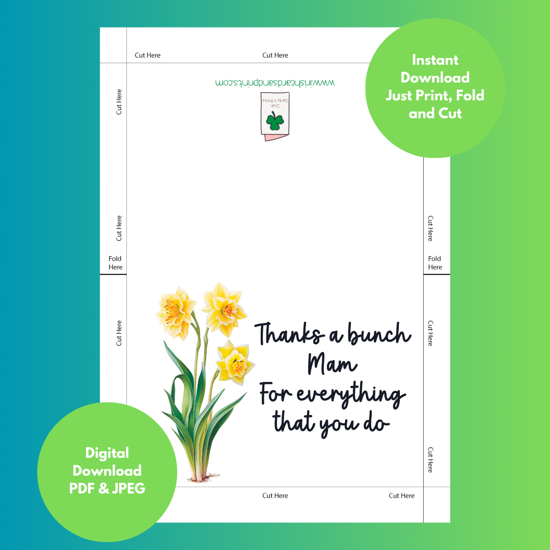 Thanks A Bunch Mam - Printable Card