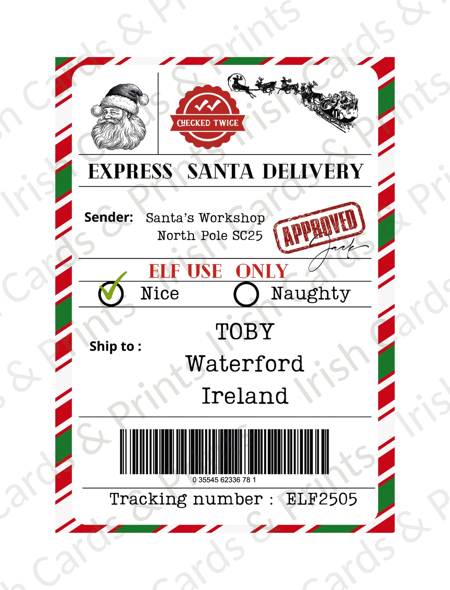 Personalised Santa Shipping Label