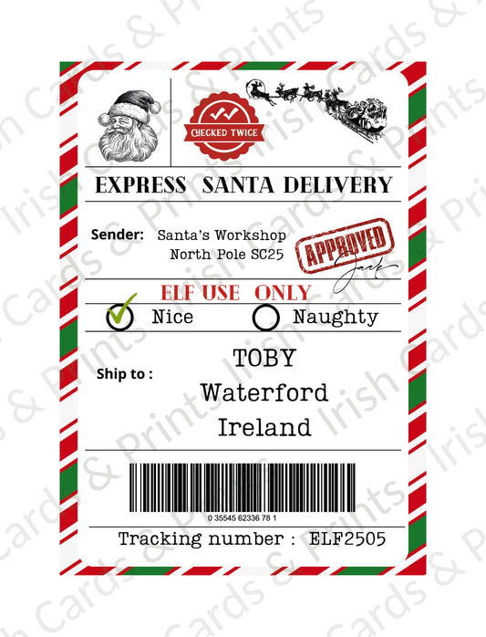 Personalised Santa Shipping Label
